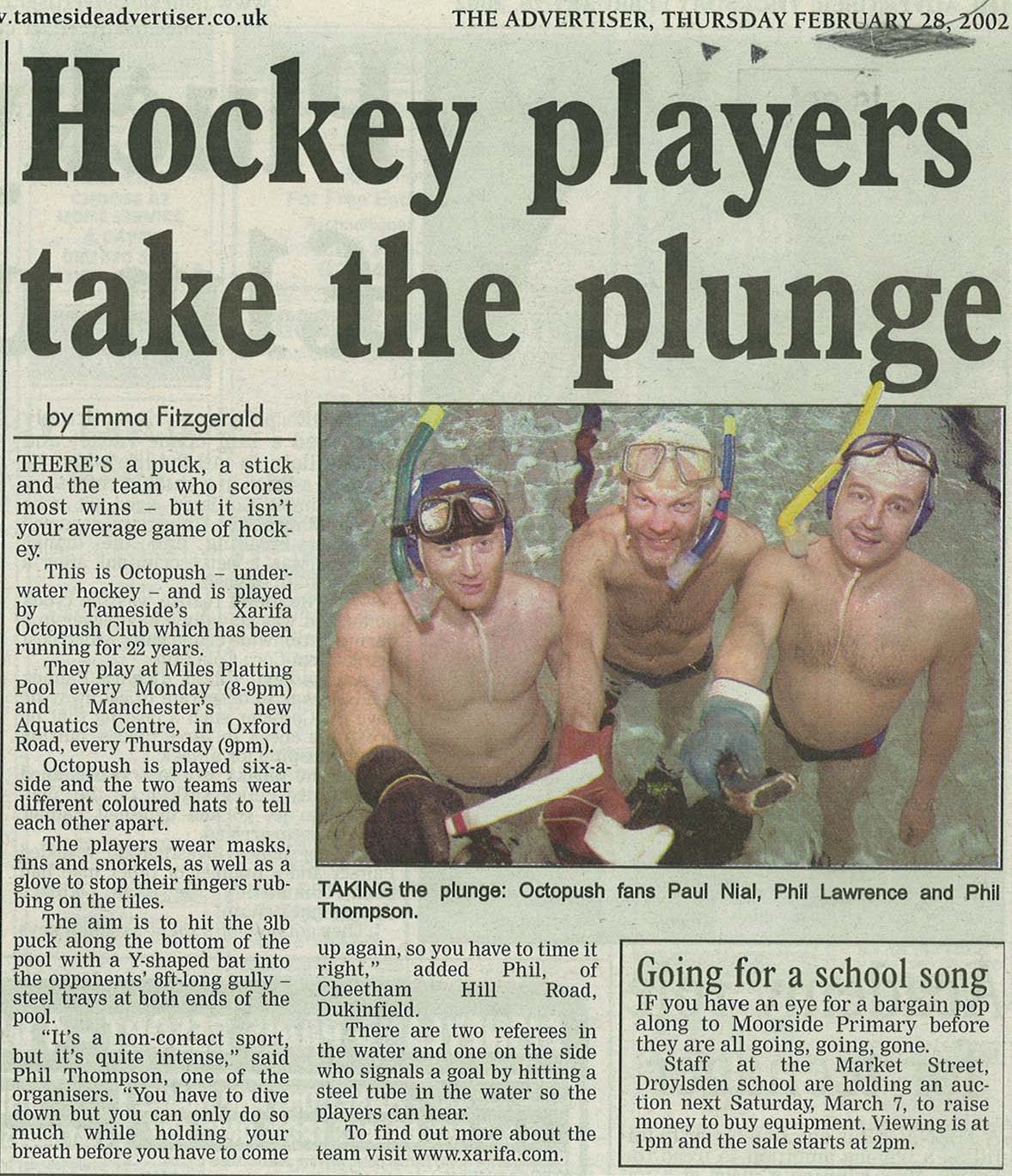 Xarifa Underwater Hockey, Advertiser 28-02-02